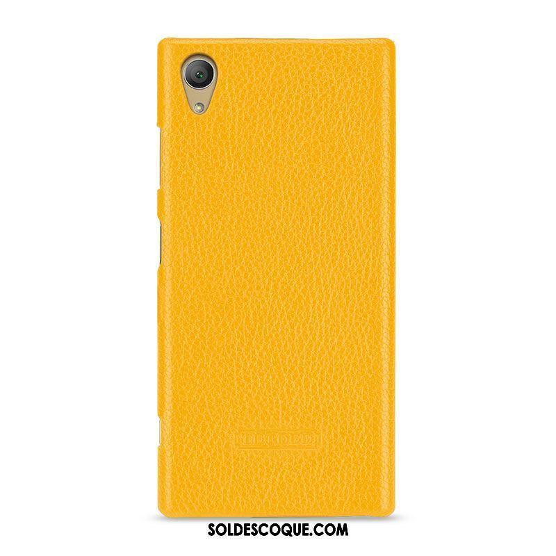 Coque Sony Xperia Xa1 Plus Jaune Étui Téléphone Portable Cuir Véritable Étui En Cuir France