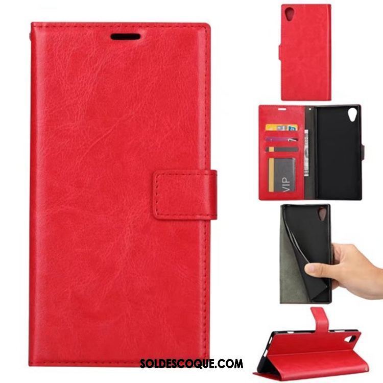 Coque Sony Xperia Xa1 Plus Téléphone Portable Rouge Carte Étui En Cuir Incassable France