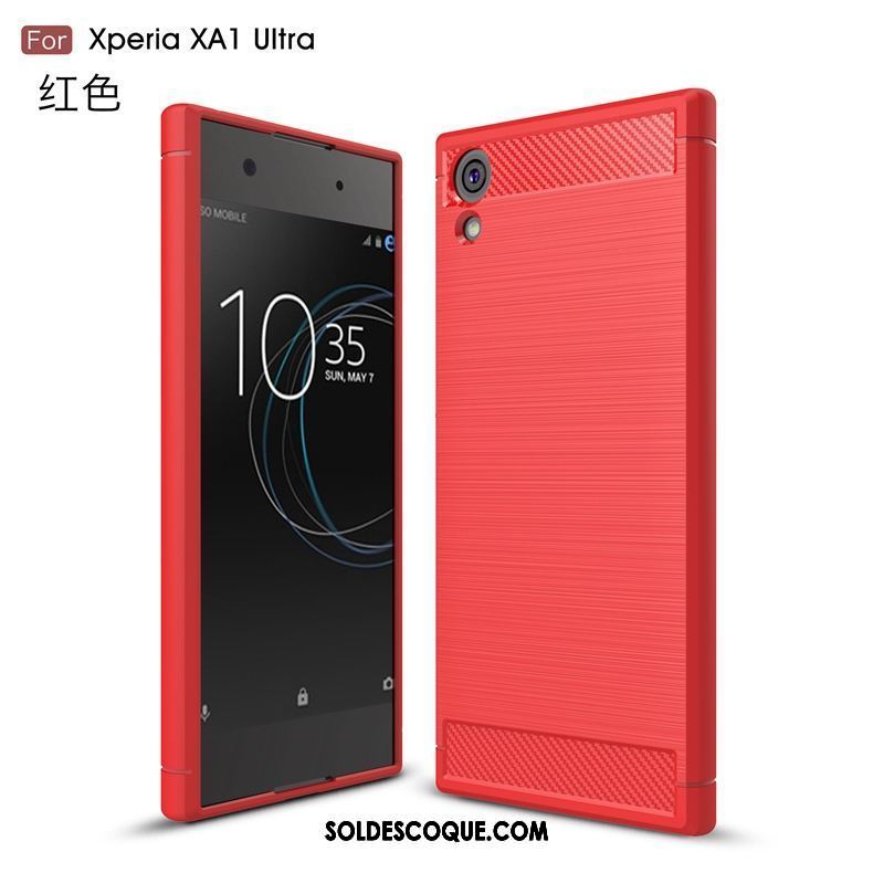 Coque Sony Xperia Xa1 Ultra Fibre Téléphone Portable Tout Compris Rouge Fluide Doux Pas Cher