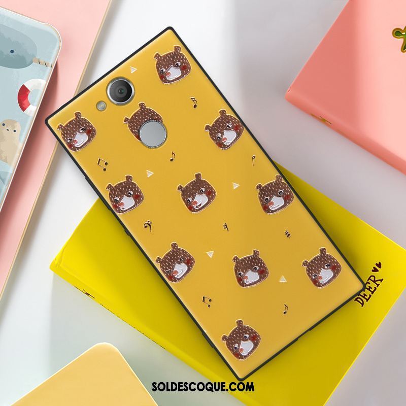 Coque Sony Xperia Xa2 Plus Gaufrage Fluide Doux Jaune Téléphone Portable Tendance En Vente