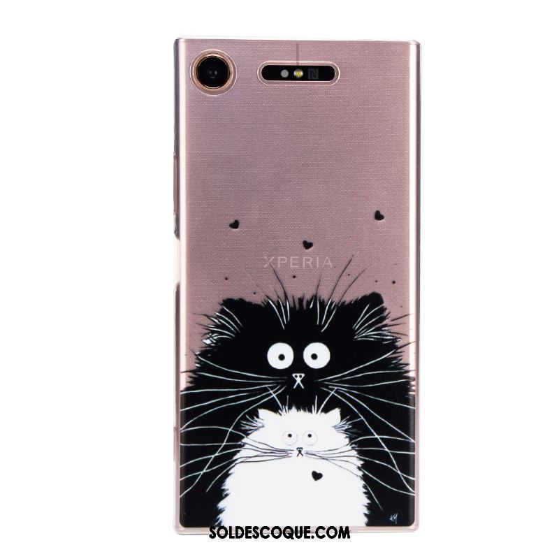 Coque Sony Xperia Xz1 Chat Charmant Très Mince Transparent Protection Pas Cher