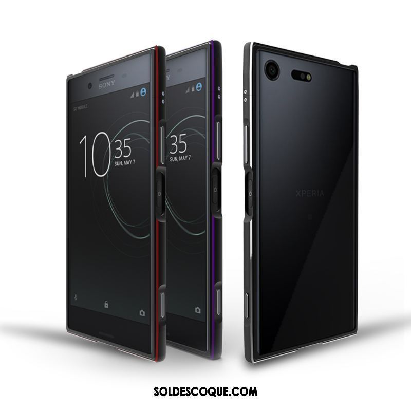 Coque Sony Xperia Xz1 Compact Bordure Border Métal Noir Tendance Housse Soldes