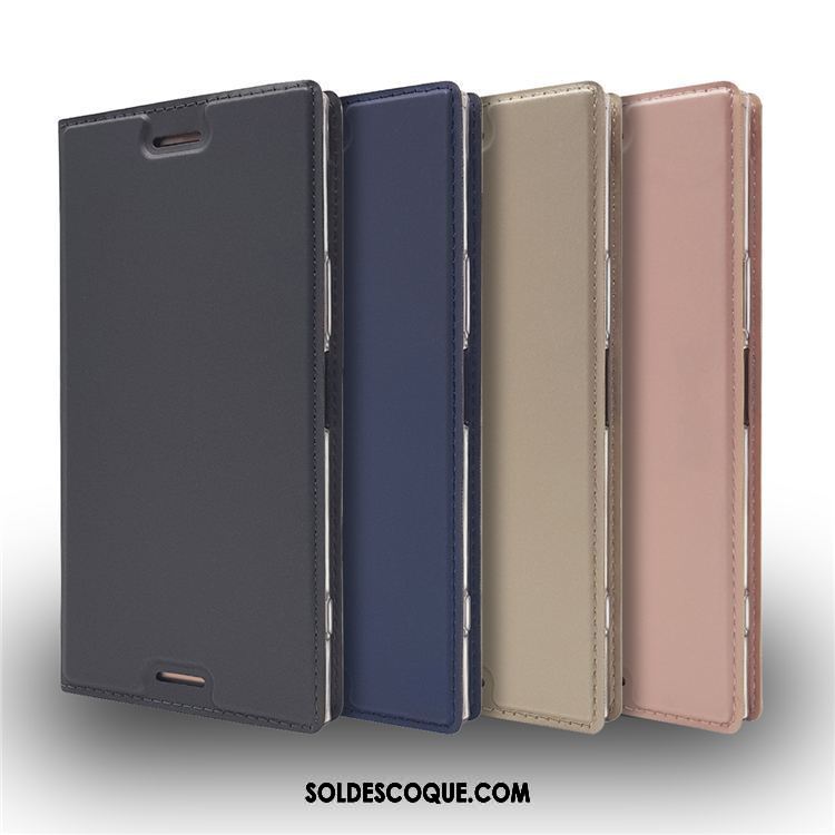 Coque Sony Xperia Xz1 Compact Noir Étui En Cuir Incassable Téléphone Portable Fluide Doux En Vente