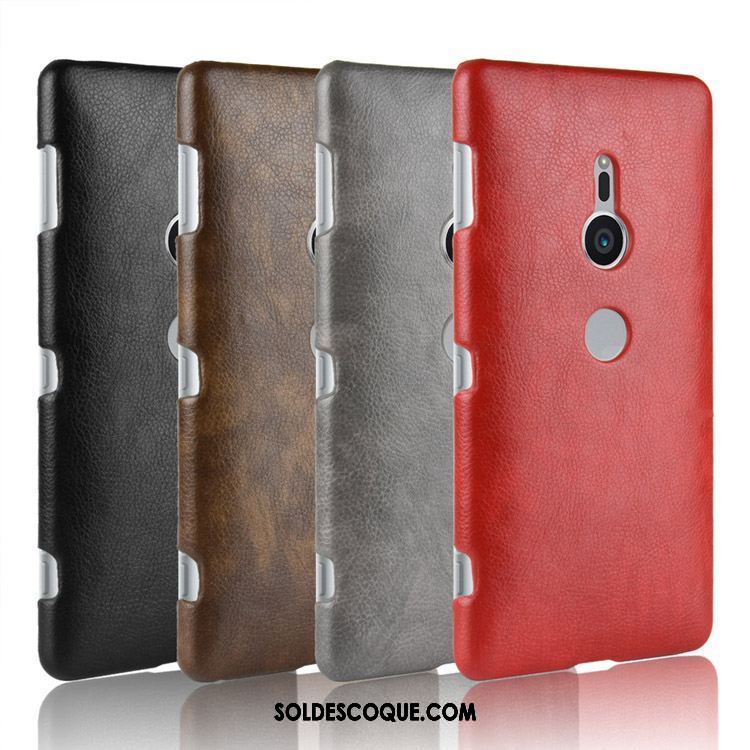 Coque Sony Xperia Xz2 Vintage Incassable Litchi Étui En Cuir Téléphone Portable Housse France