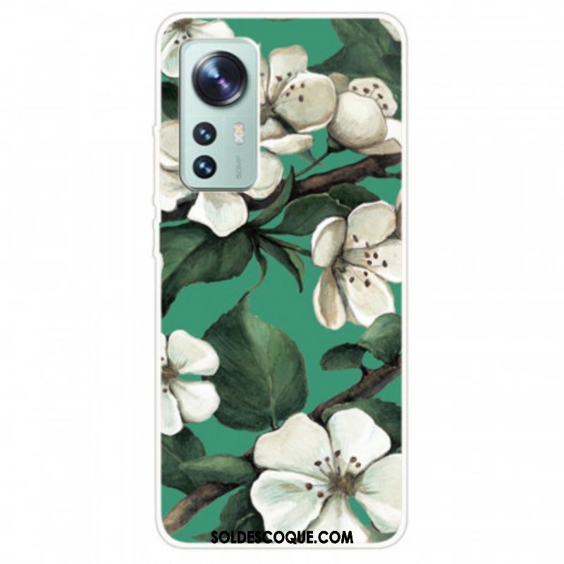 Coque  Xiaomi 12 / 12X  Silicone Fleurs Blanches