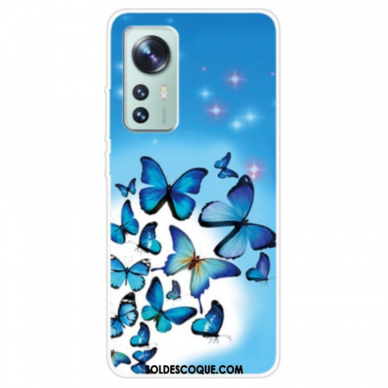 Coque  Xiaomi 12 / 12X  Silicone Papillons Bleus