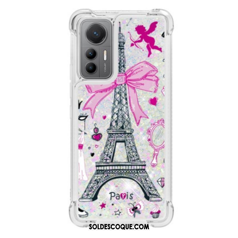 Coque Xiaomi 12 Lite Paillettes Tour Eiffel