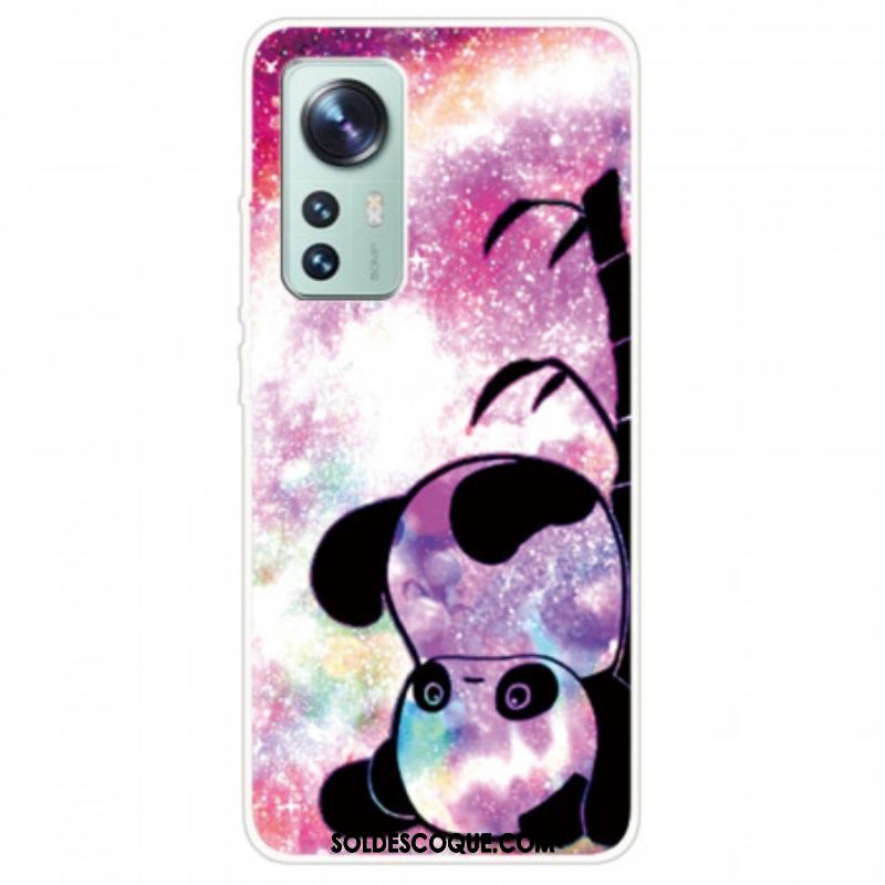 Coque Xiaomi 12 Pro Silicone Panda à l'Envers