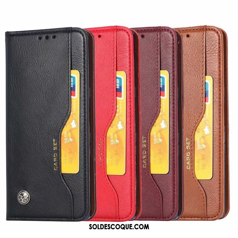 Coque Xiaomi Mi 10 Étui En Cuir Noir Plier Carte Téléphone Portable Pas Cher