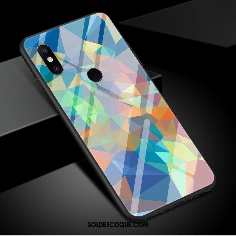 Coque Xiaomi Mi 8 Bleu Géométrie Étui Coquille Modèle Pas Cher