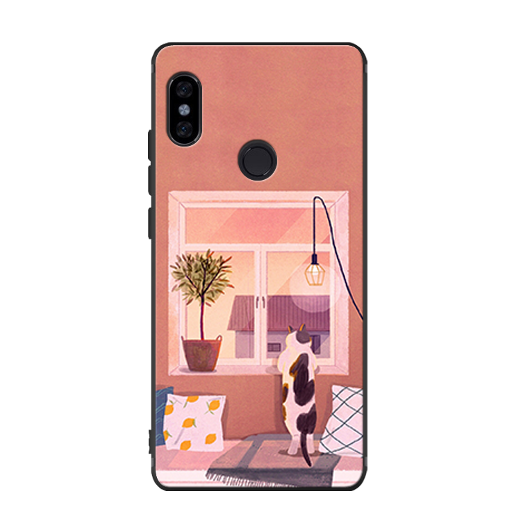 Coque Xiaomi Mi 8 Dessin Animé Noir Étui Chat Bordure Pas Cher