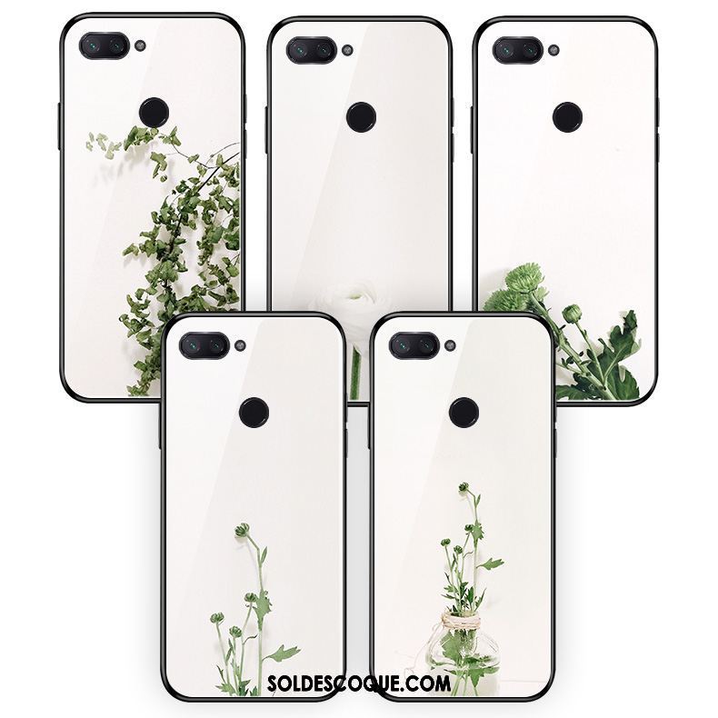 Coque Xiaomi Mi 8 Lite Frais Feuilles Blanc Bouddha Fluide Doux Soldes