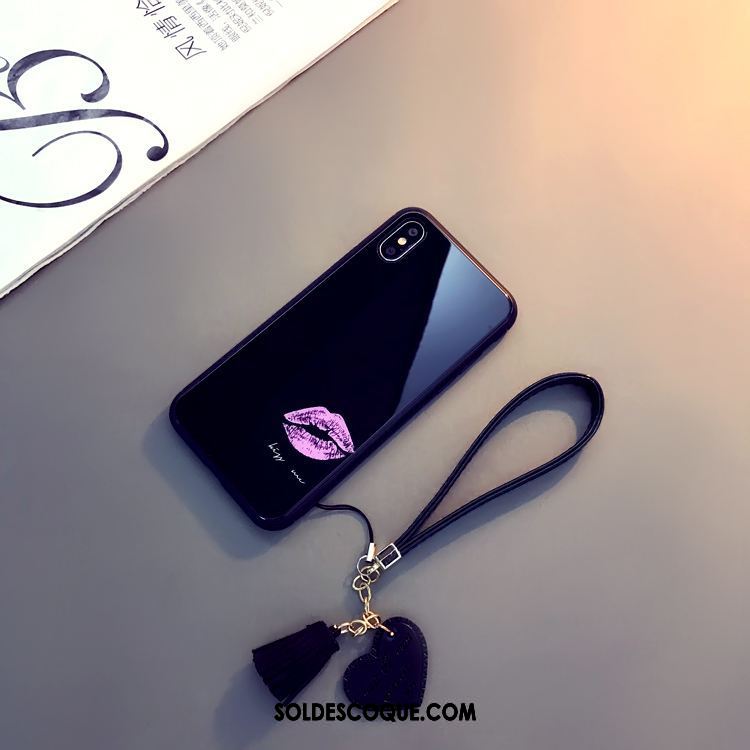 Coque Xiaomi Mi 8 Pro Lèvres Noir Modèle Fleurie Marque De Tendance Personnalité Housse Soldes