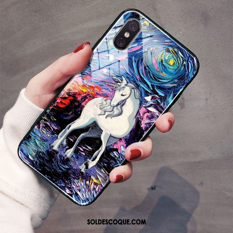 Coque Xiaomi Mi 8 Pro Téléphone Portable Peinture À L'huile Tendance Bleu Petit Pas Cher