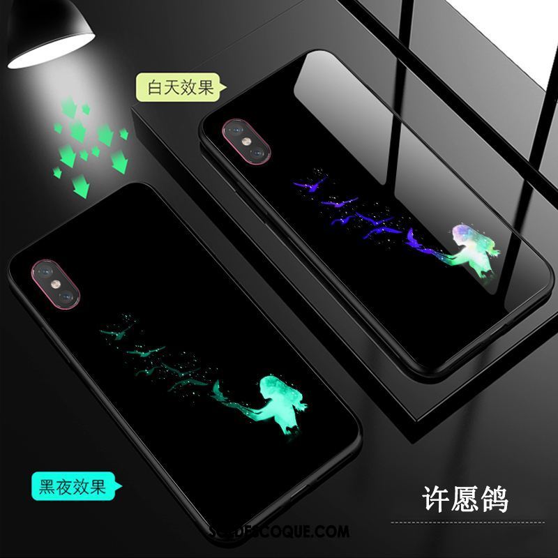 Coque Xiaomi Mi 8 Pro Verre Petit Noir Lumineuses Étui Soldes