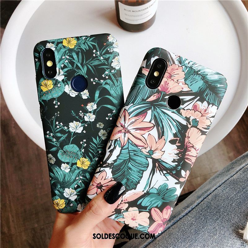 Coque Xiaomi Mi 8 Se Vert Peinture Frais Gaufrage Fleurs Housse Soldes