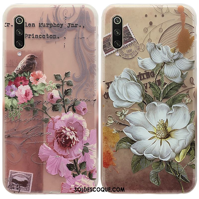 Coque Xiaomi Mi 9 Fluide Doux Vintage Délavé En Daim Petit Rose Pas Cher