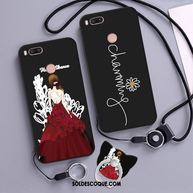 Coque Xiaomi Mi A1 Étui Fluide Doux Dessin Animé Net Rouge Noir Soldes