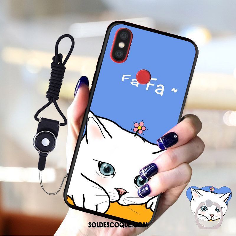 Coque Xiaomi Mi A2 Petit Incassable Délavé En Daim Protection Bleu Pas Cher