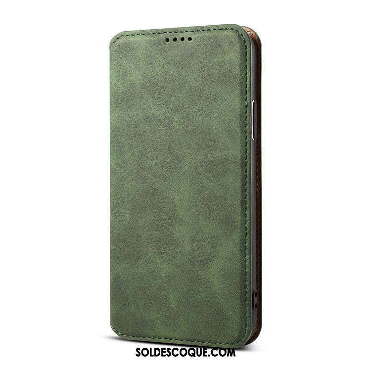 Coque Xiaomi Mi A2 Vert Business Cuir Véritable Carte Étui En Cuir Soldes