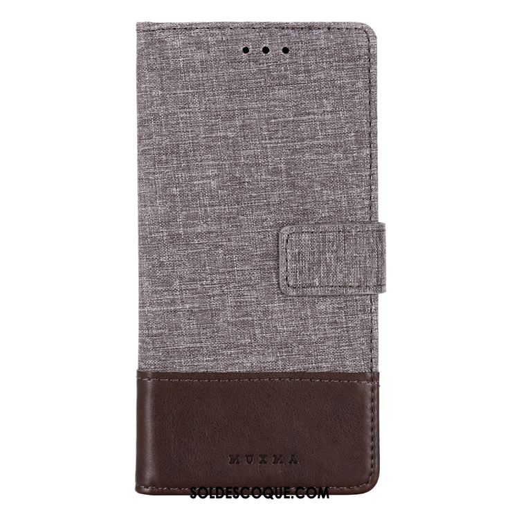 Coque Xiaomi Mi A3 Gris Incassable Étui En Cuir Toile Carte En Ligne