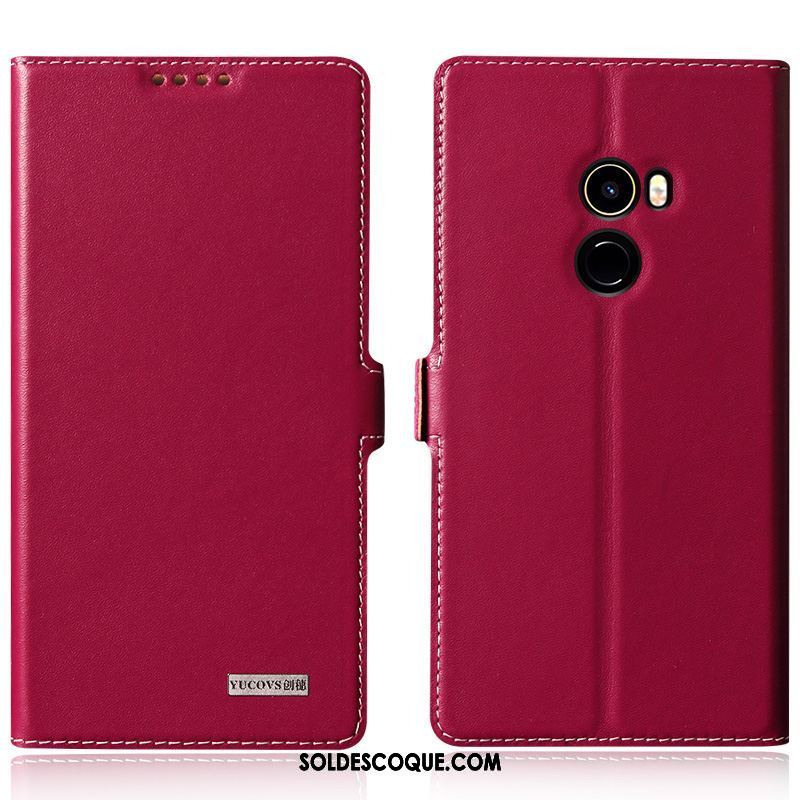 Coque Xiaomi Mi Mix 2 Cuir Véritable Rouge Téléphone Portable Étui En Cuir Incassable En Vente
