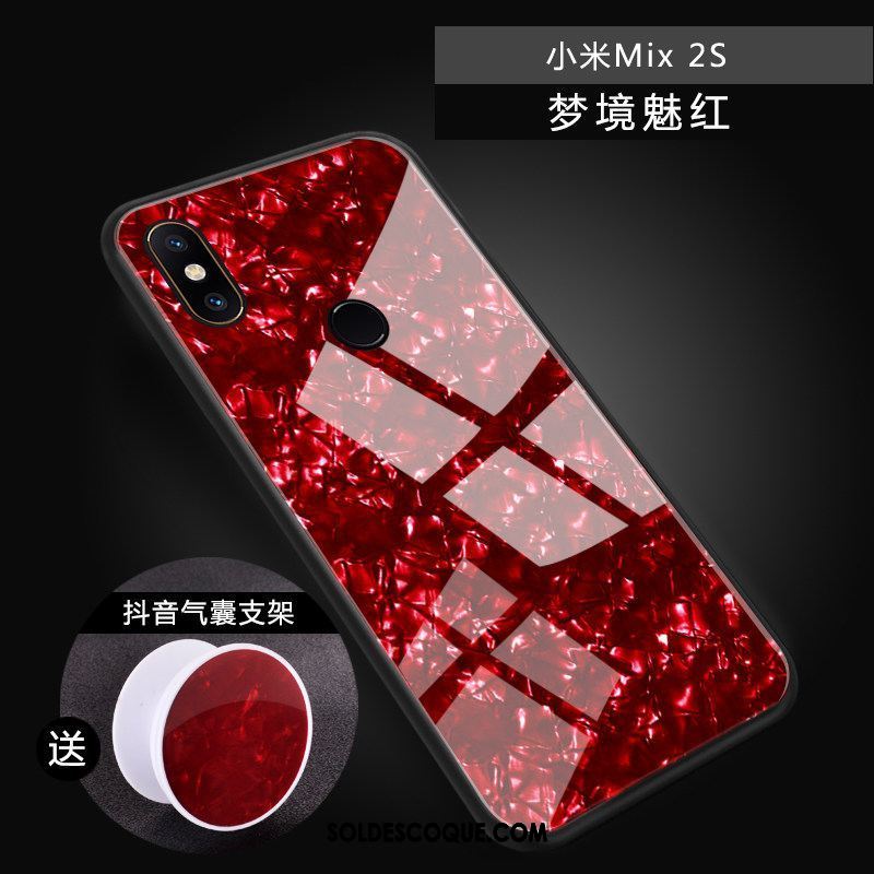 Coque Xiaomi Mi Mix 2s Modèle Fleurie Net Rouge Support Étui Créatif Housse Soldes