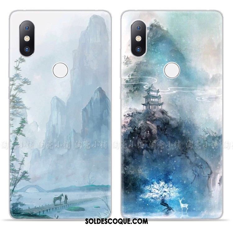 Coque Xiaomi Mi Mix 2s Vintage Téléphone Portable Créatif Très Mince Bleu Soldes