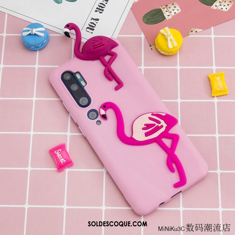 Coque Xiaomi Mi Note 10 Fluide Doux Petit Rose Dessin Animé Téléphone Portable Soldes