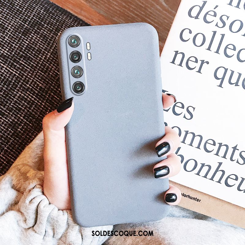 Coque Xiaomi Mi Note 10 Lite Téléphone Portable Gris Délavé En Daim Fluide Doux Étui En Ligne