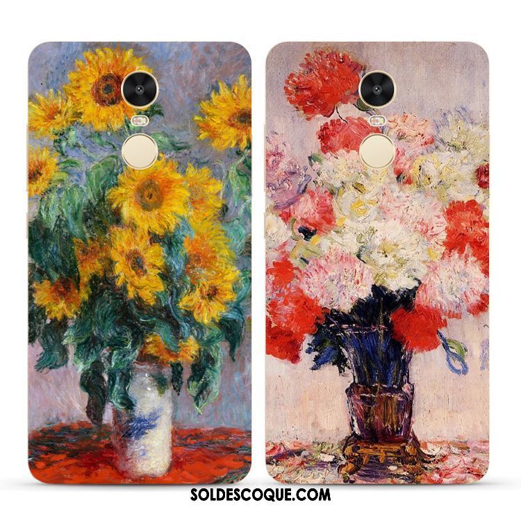 Coque Xiaomi Redmi 5 Plus Fleurs Peinture À L'huile Tournesol Petit Rouge En Ligne