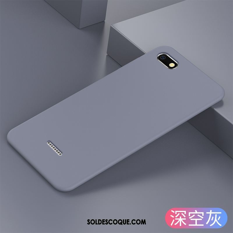 Coque Xiaomi Redmi 6a Simple Gris Étui Net Rouge Délavé En Daim Housse Pas Cher