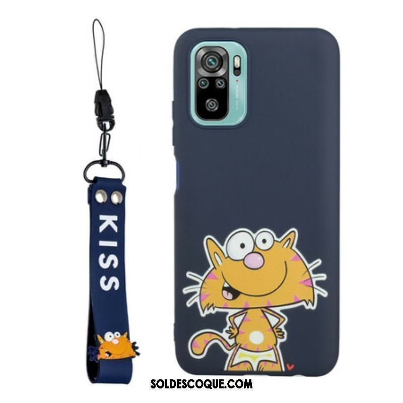 Coque Xiaomi Redmi Note 10/10S/Poco M5s Chat avec Lanière Kiss