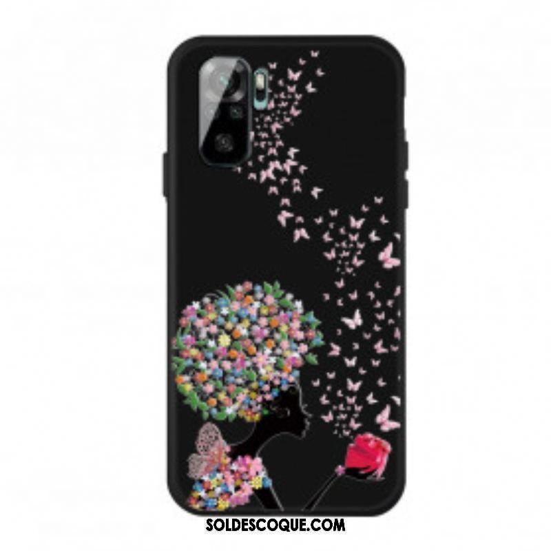 Coque Xiaomi Redmi Note 10/10S/Poco M5s Femme à la Tête Fleurie