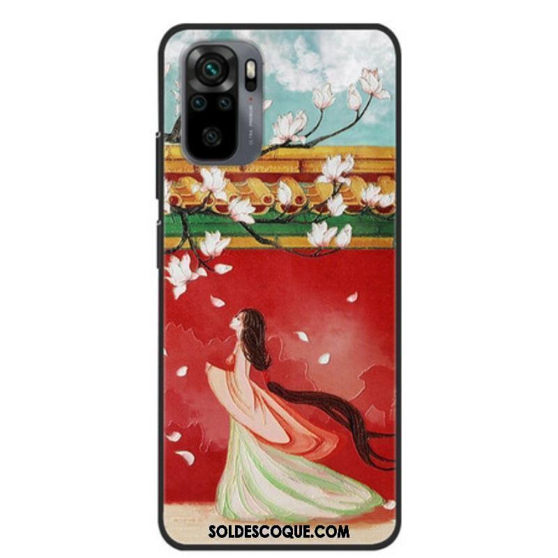 Coque Xiaomi Redmi Note 10/10S/Poco M5s La Femme à Fleurs Asiatiques