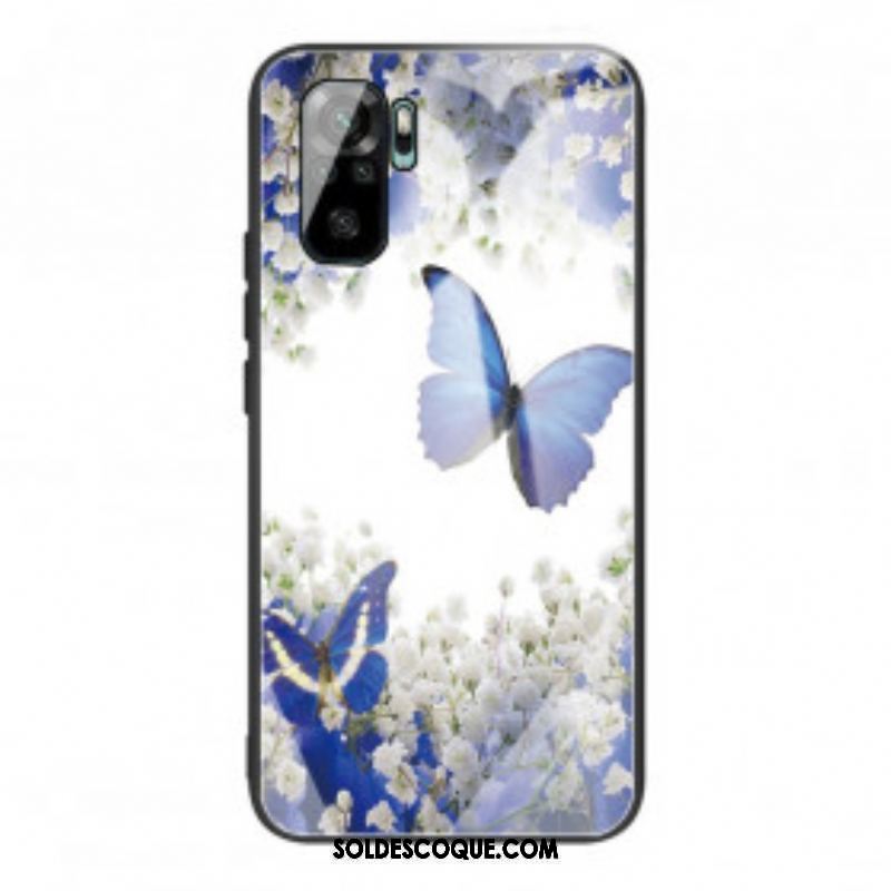 Coque Xiaomi Redmi Note 10/10S/Poco M5s Verre Trempé Papillons Design