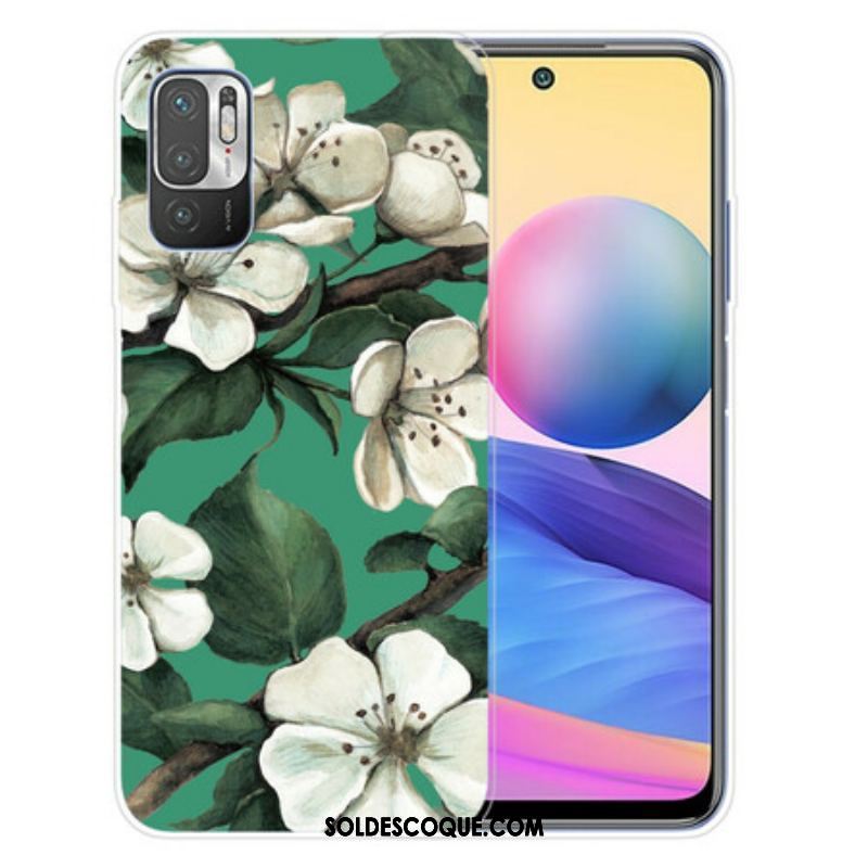 Coque Xiaomi Redmi Note 10 5G / Poco M3 Pro 5G Fleurs Blanches Peintes