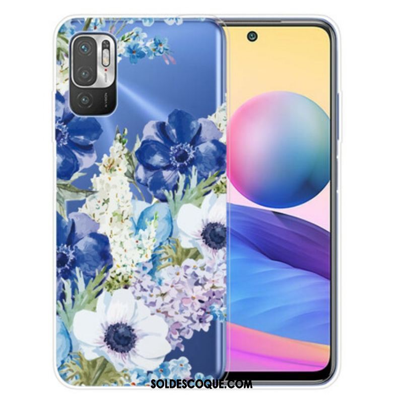 Coque Xiaomi Redmi Note 10 5G / Poco M3 Pro 5G Fleurs Bleues Aquarelle