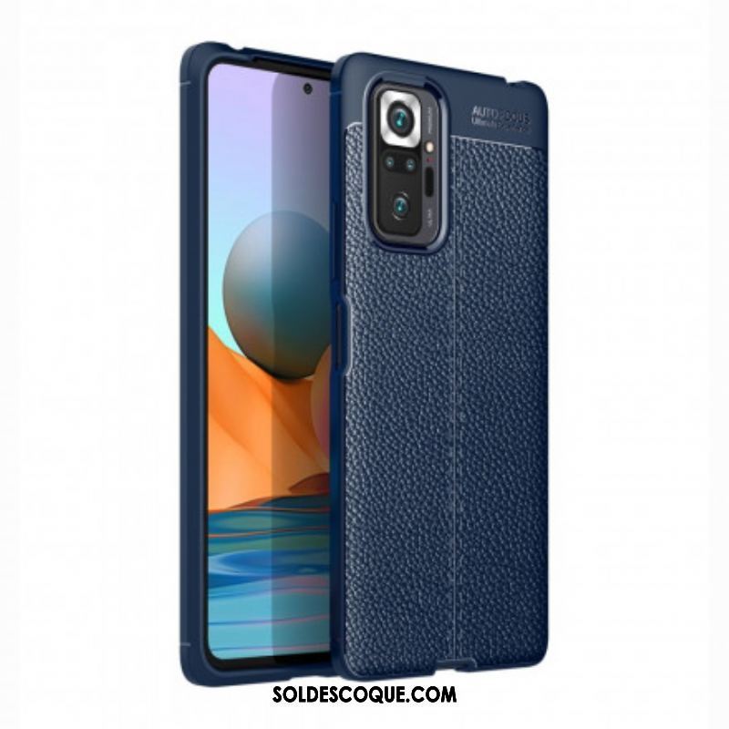 Coque Xiaomi Redmi Note 10 Pro Effet Cuir Litchi Double line