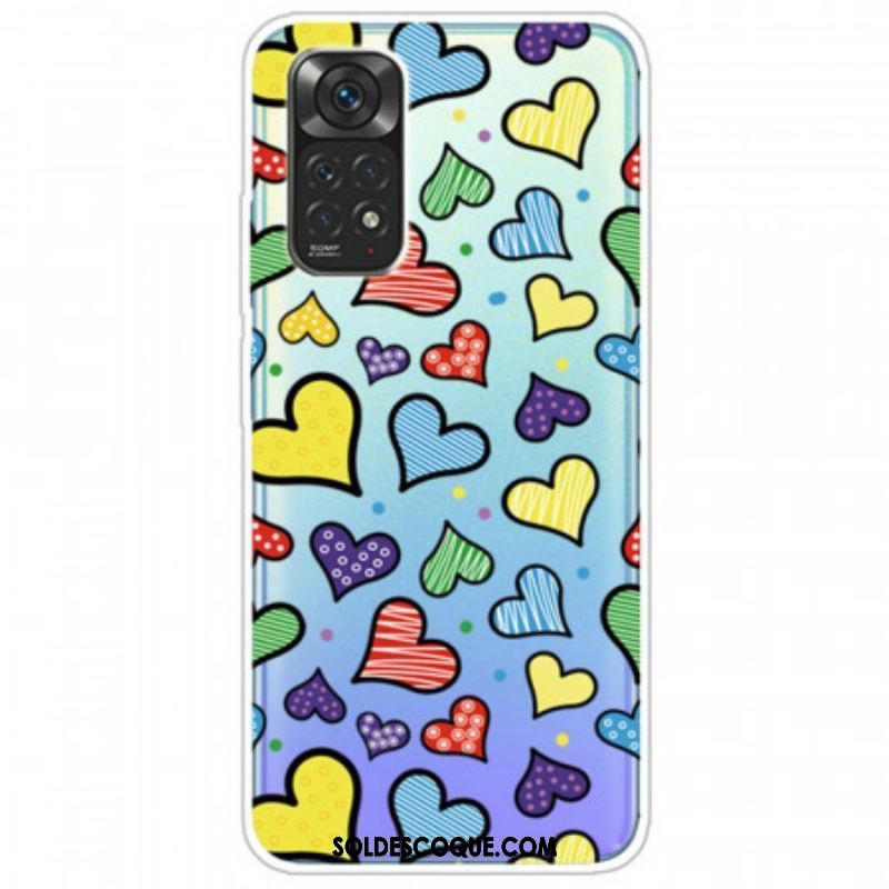 Coque Xiaomi Redmi Note 11 / 11s Coeurs Multicolors