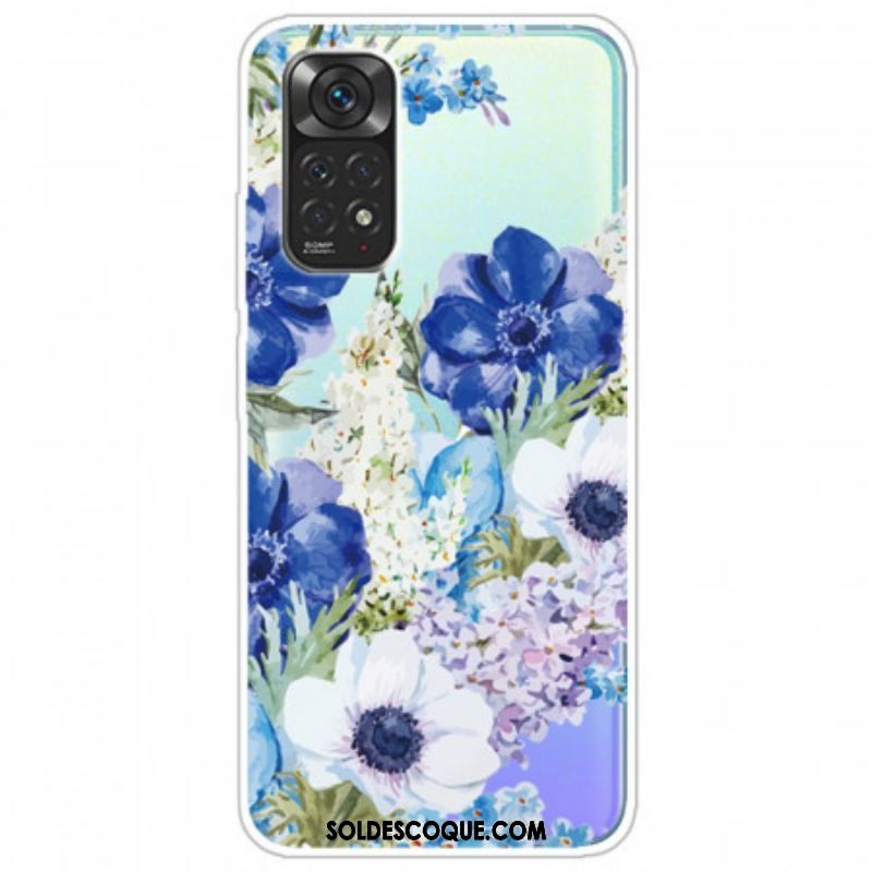 Coque Xiaomi Redmi Note 11 Pro /  Note 11 Pro 5G Fleurs Bleues Aquarelle