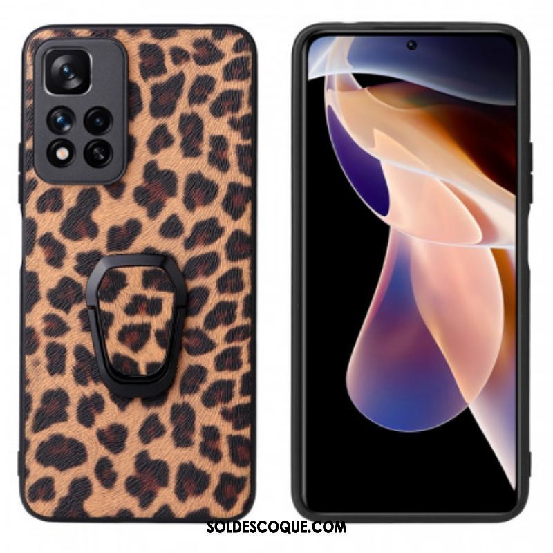 Coque Xiaomi Redmi Note 11 Pro Plus 5G Style Léopard Anneau-Support