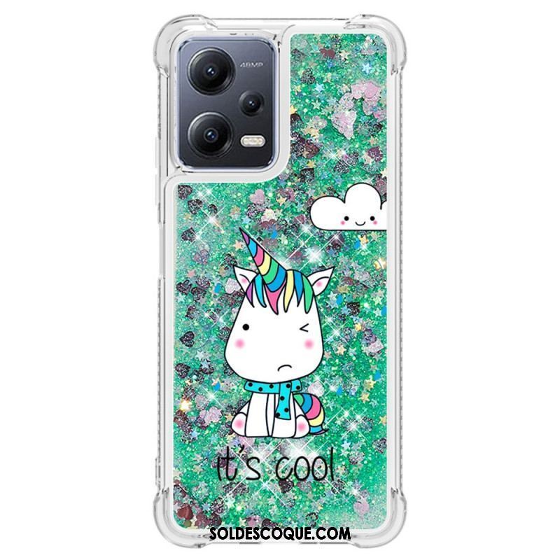 Coque Xiaomi Redmi Note 12/Poco X5 5G Paillettes Licornes