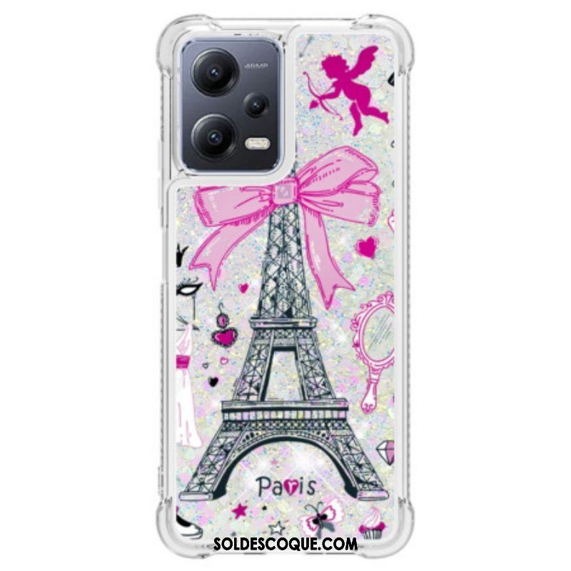 Coque Xiaomi Redmi Note 12/Poco X5 5G Paillettes Tour Eiffel