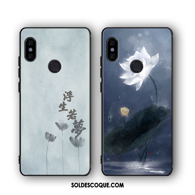 Coque Xiaomi Redmi Note 5 Protection Frais Encre Fleur Noir En Vente