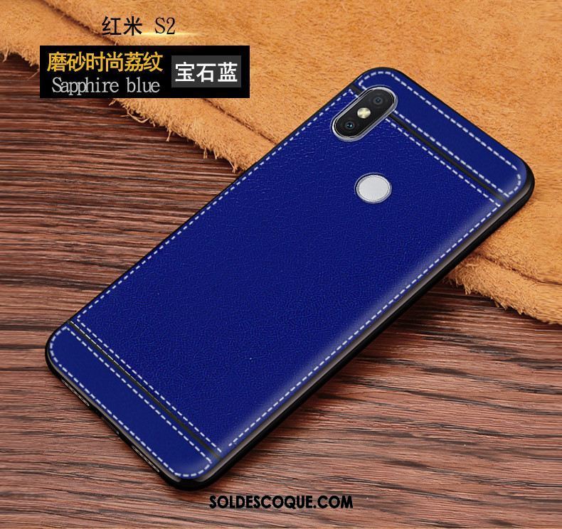 Coque Xiaomi Redmi S2 Litchi Rouge Tout Compris Fluide Doux Modèle Fleurie Pas Cher