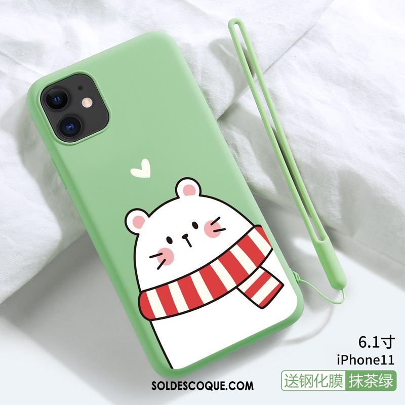 Coque iPhone 11 Incassable Silicone Vert Étui Fluide Doux Pas Cher