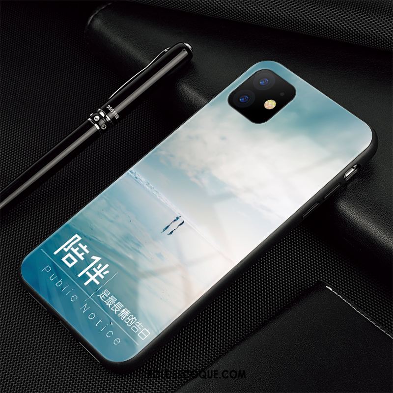 Coque iPhone 11 Marque De Tendance Simple Silicone Verre Luxe En Vente