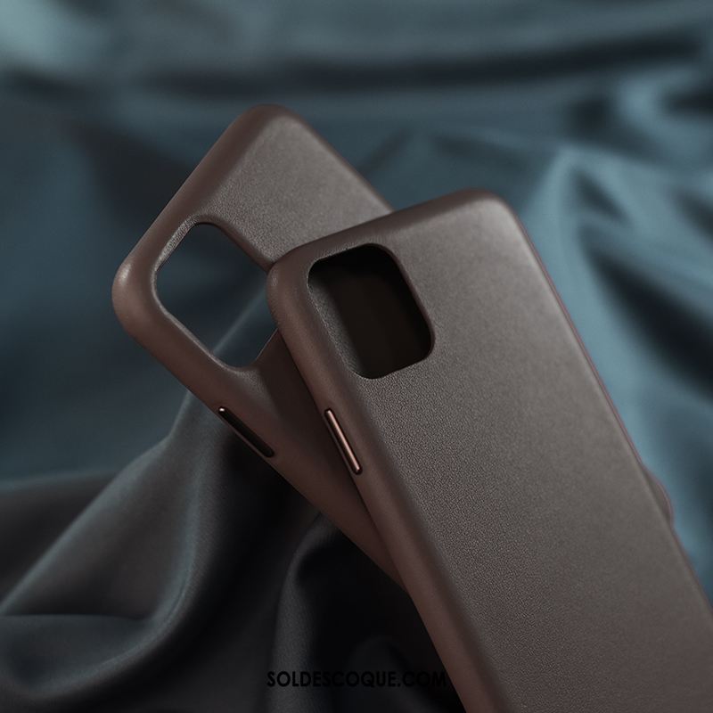 Coque iPhone 11 Pro Cuir Véritable Net Rouge Protection Luxe Nouveau Pas Cher