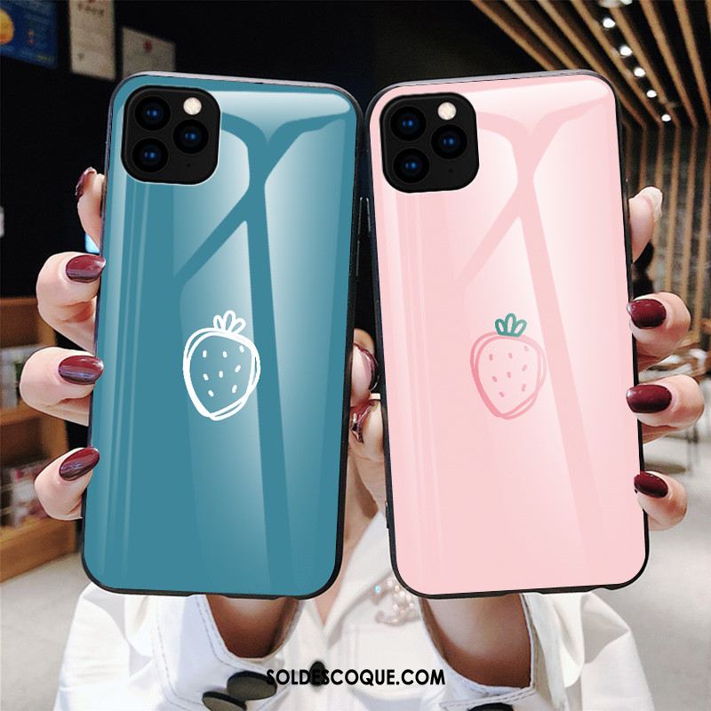 Coque iPhone 11 Pro Fraise Simple Nouveau Bleu Difficile Soldes